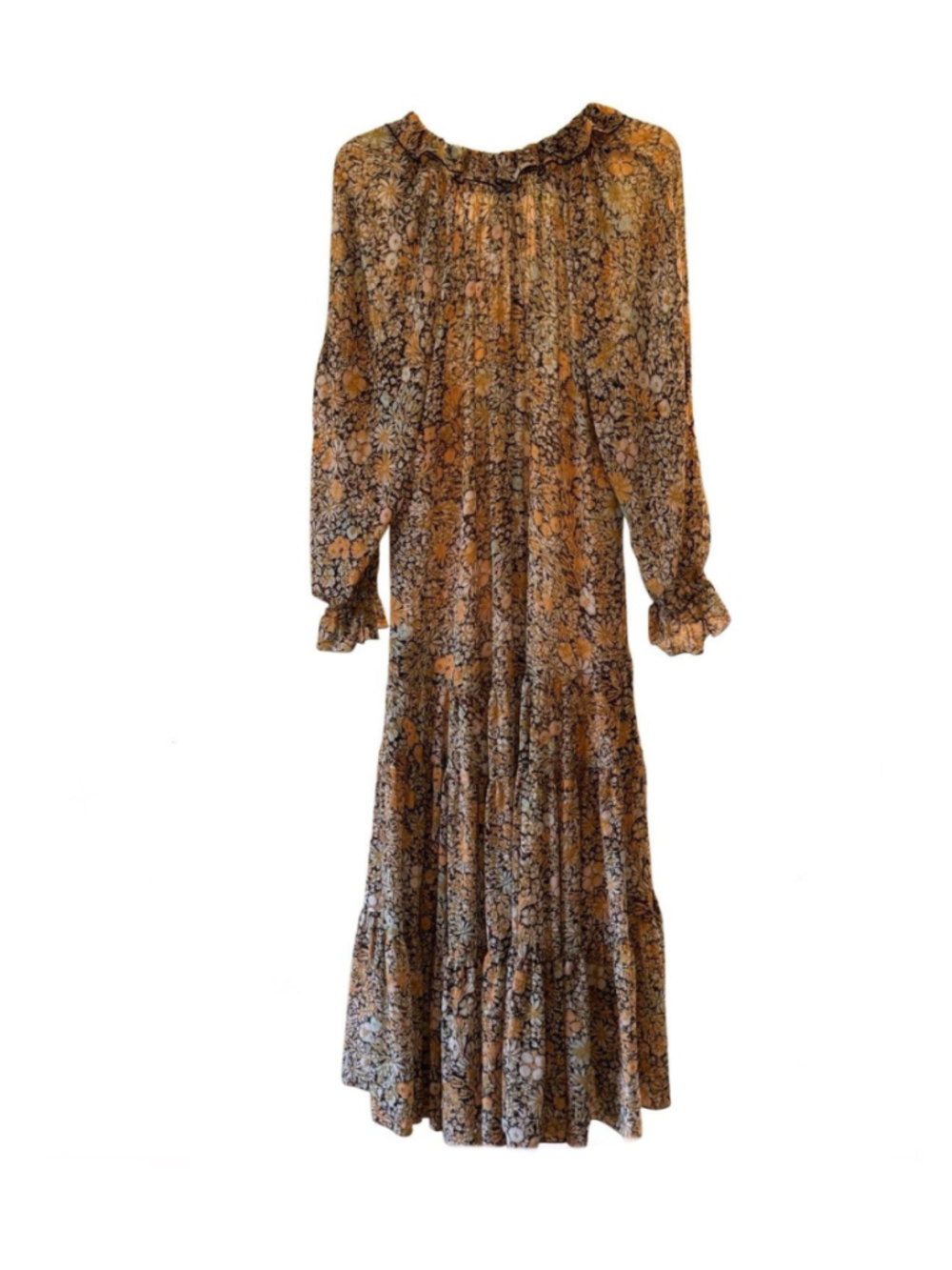 Free People Flowing Boho Floral Long Sleeve Dress for Fall Weather - Picture 2 of 3
